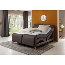 Home Affaire Boxspringbett HOME AFFAIRE "Messina2", braun (mocca), B:166cm L:240cm, Holzwerkstoff, Kunstleder, Massivholz, Komplettbetten, Boxspringbett, Liegekomfort elektrisch Verstellbar