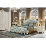 Design Schlafzimmer 6 tlg. Barock Rokoko Komplett Bett Kleiderschrank Nachttisch