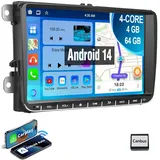 ESSGOO Android 14 Autoradio Für VW GOLF 5 6 Touran Passat Caddy Tiguan Autoradio (Digitalradio (DAB), FM, RDS, GPS NAVI, 4+64GB, Carplay GPS NAVI SWC RDS WIFI BT)