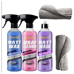 ShinyChiefs MATT WASH – MATTSHAMPOO + MATT WAX + WRAP CLEANER SET (3x500ml) Auto-Reinigungsmittel (5-St)