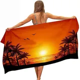 Buohwiwe Blick Auf Das Meer Sonnenuntergang Strandtuch 80x160 cm, Weich Schnell Trocknen Microfaser Handtücher, 3D Strandhandtuch Sonnenuntergang Strandtücher Badetuch Strandlaken Handtuch Badetücher