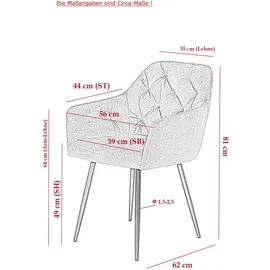 MID.YOU Polsterstuhl 2er-Set , grau , Maße cm B: 62 H: 81