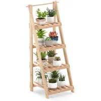 COSTWAY Blumenständer (1 St), klappbare Blumentreppe, Leiterregal mit 4 Ablagen, Pflanzenregal