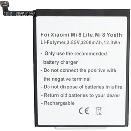 AccuCell Akku passend für Xiaomi Mi 8 Lite, Mi 8 Youth, Li-Polymer, 3,85V, 3200mAh, 12,3Wh, built-in, ohne Werkzeug