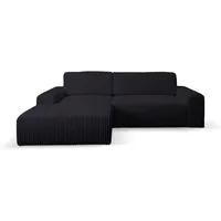 Ecksofa WERK2 "Hugo-L L-Form" Sofas Gr. B/H/T: 267cm x 85cm x 167cm, Breitcord, Recamiere links, Schlaffunktion und Bettkasten, schwarz Design Ecksofa in Cord mit Schlaffunktion & Bettkasten