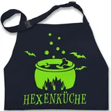 Kinderschürze Schürze Kinder Jungen Mädchen - Kochschürze - Hexenküche - 7-14 Jahre - Navy Blau - kinderbackschürzen geschenk für kind mit name kochen hexe schurze sprüche kinderkochschürze - 7-13 Jahre