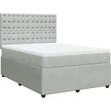 vidaXL Boxspringbett mit Matratze Hellgrau 140x200 cm Samt