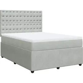 vidaXL Boxspringbett mit Matratze Hellgrau 140x200 cm Samt