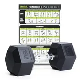 PhysKcal Hexagon Hanteln Poly-Gummierte | 15 kg 1 Stück | Rutschsicher Ummantelt | Ergonomische Verchromte Griffe | Kurzhantel-Set | Dumbbells Set