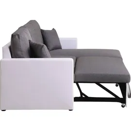Habitat et Jardin Ecksofa reversibel mit Schlaffunktion und Stauraum "alain" - 221 x 145 x 85 cm - 3-sitzer - Weiß / Grau