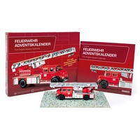 Franzis 67206 - Feuerwehr Adventskalender, Metall Modellbausatz des Mercedes-Benz L1519 im Maßstab 1:43, inkl. 52-seitigem Begleitbuch