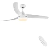 CJOY Deckenventilator mit Beleuchtung Weiß, 132cm Deckenventilator mit Leiser Beleuchtung mit Fernbedienung Dimmbar, Lampe mit Ventilator DC Motoren Einstellbare Helligkeit, 6 Windgeschwindigkeiten