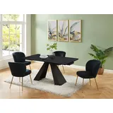 vente-unique Esstisch ausziehbar - 6 bis 10 Personen - Sicherheitsglas, Keramik & Metall - Marmor-Optik Schwarz - LOZIPA von Pascal MORABITO