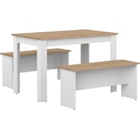 TemaHome Esstisch »Nice«, (3 St.), 3 tlg Set, bestehend aus einem Esstisch mit zwei Sitzbänken, weiß