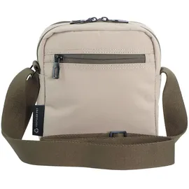 DISCOVERY Schultertasche "Downtown", Damen, Gr. B/H/T: 18,5cm x 18,5cm x 7cm, beige (sand), Kunstfaser, mehrfarbig, Taschen Schultertasche, mit RFID-Sicherheitsfach