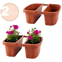 GarPet 2x Blumenkasten Balkongeländer Beidseitig Balkon Blumenkasten Doppelseitig Balkonkasten