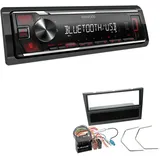 EHO Kenwood KMM-BT209 1-DIN Autoradio Media Receiver Bluetooth USB AUX mit Einbauset passend für Opel Corsa C 2004-2006 schwarz