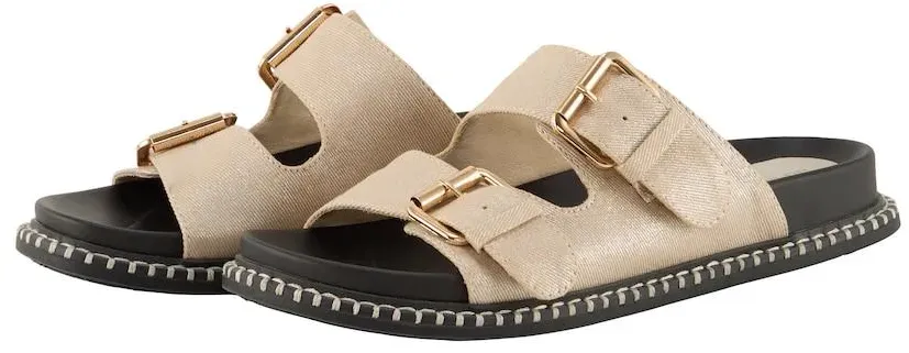 TOM TAILOR Damen Flache Sandalen mit Gold-Akzent, gold, Uni, Gr. 40