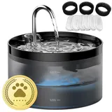 Katzenbrunnen: Trinkbrunnen für Katze - Katzenbrunnen für Katzen - 64oz - Super Silent LED Licht - Durchsichtiger Wassertank - Enthält 6 Filter + 3 Schaumstofffilter - Schwarz - GIOTOHUN