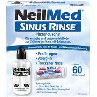 NeilMed Nasendusche hilft bei Erkältungen, verstopfter Nase und Allergien, sofort lieferbar mit 60 Portionen Salz