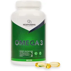 Omega 3 Kapseln • 100% Fischöl • 180 Kapseln • Hohe Dosierung 3000mg • vegan Einheitsfarbe 253 g