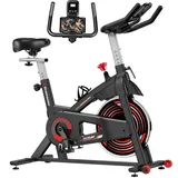 Advamsoler Heimtrainer Fahrrad, Indoor Fitnessbike mit LCD-Monitor, Tablet-Halterung und bequemem Sitzkissen, Ergometer Hometrainer Fahrrad Cardio Training Spinning Bike 140 kg Belastbar