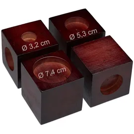 Relaxdays Möbelerhöhung Bambus, 4er Set, Tischerhöhung, Sockelfuß, Stuhlerhöhung, 9,4 cm groß, Dunkelbraun