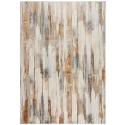 Kadima Design Designer Glanzteppich mit abstrakter Ästhetik & hoher Strapazierfähigkeit - `Zennor`. Farbe: Gold, 120x170 cm
