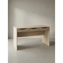 KADIMA DESIGN Schreibtisch Sonoma Eiche mit Schubladen - Praktische Blende, Stauraum, Stabile Seitenwände, Anti-Rutsch Pads. KADIMA DESIGN