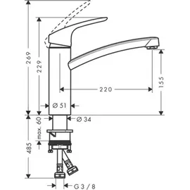 Hansgrohe Focus M41 160 1jet edelstahl finish 31806800