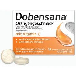 Dobensana® Halstabletten Orangengeschmack mit Vitam C - Linderung bei ersten Halsschmerzen 16 St