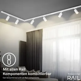 Briloner - Schienensystem Komplettset, 6x GU10 Spots schwenkbar, L-Form, Lichtschienensystem Decke, Strahler Schiene, Deckenlampe, Deckenleuchte, Spotlight, 2,25m, Weiß
