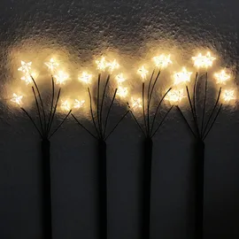 INDA-EXCLUSIV LED Gartenleuchtstäbe 4er Set Kunststoff 24 Sterne batteriebetrieben warm-weiß