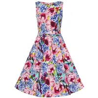 Hearts & Roses London Swing Kleid ELSA Floral Vintage Rockabilly Retro, Größe:XL - XL