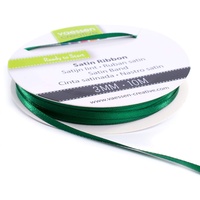 Vaessen Creative Satinband 3mmx10m Dunkel Grün, Schleifenband, Dekoband, Bänder zum Basteln, Stoffbänder für Hochzeit, Taufe Und Geburtstagsgeschenke
