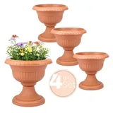 GarPet 4x Blumentopf mit Ständer Blumensäule Standfuß Pflanztopf Grabvase Friedhofsvase Blumentopf mit Füßen Blumentopf Ständer Terrakotta 30 cm