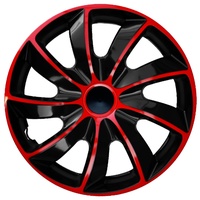 Ohmtronixx Quad Radkappen 17 Zoll 4er Set, rot-schwarz, Radzierblenden aus ABS Kunststoff