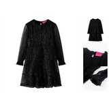 vidaXL Kinderkleid mit Langen Ärmeln Schwarz 128