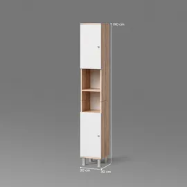 livinity Fucino Hochschrank 30 x 190 cm Sonoma/Weiß Holzwerkstoff