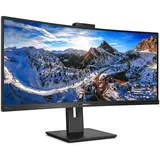 PHILIPS 346P1CRH - 34 Zoll WQHD Curved USB-C Docking Monitor, Webcam, höhenverstellbar, HDR400 (3440x1440, 100Hz, HDMI, DisplayPort, USB-C, RJ45, USB Hub) schwarz