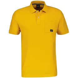 Poloshirt LERROS "LERROS Herren Poloshirt mit aufgesetzter Brusttasche", Herren, Gr. XL, gelb (mango), 100% Baumwolle, ohne Ausschnitt, Kurzarm, Shirts