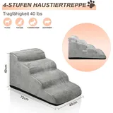 4-stufige Hundetreppe Rutschfeste Haustierrampe Treppen Hunderampe fuer Haustier Hundestufen Abnehmbar und waschbar - Grau