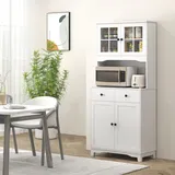Homcom Küchenbuffet Hochschrank mit Mikrowellenregal 74,5 x 40 x 172 Weiß