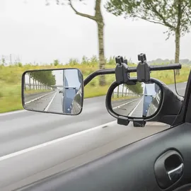PRO PLUS 2x Universelle Wohnwagenspiegel mit elastischen Spanngummis Links u. Rechts – Inkl. Aufbewahrungstasche Caravanspiegel mit Flachglas