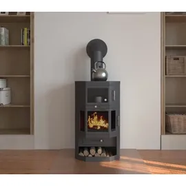 kaminofen Victoria Taro F Metall Schwarz/Abdeckplatte Speckstein