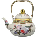 Luxshiny Retro-Emaille-Wasserkocher: 1.5 L Emaillierter Wasserkocher Für Den Herd Mit Retro-Blumenmuster Für Bauernküche Camping