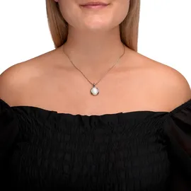 ZEEme Kette mit Anhänger Silber 925 rhodiniert mit echtem Mondstein 16 x 12mm Weiß