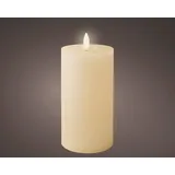 Lumineo LED Wachskerze Cream Flammeneffekt warmweiß ø 7 cm Höhe 15 cm