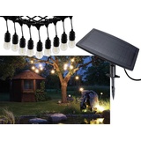 ChiliTec Solar Lichterkette Außen - Solarleuchten Wetterfest 6m lang 10 LED Lampen IP44 Aussenbeleuchtung Outdoor - Solarpanel mit Akku - AussenLichterkette für Hochzeit Party Weihnachten