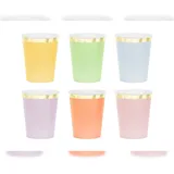 Partydeco Pappbecher 0,22 l Bunt Pastell/Gold 6 St.